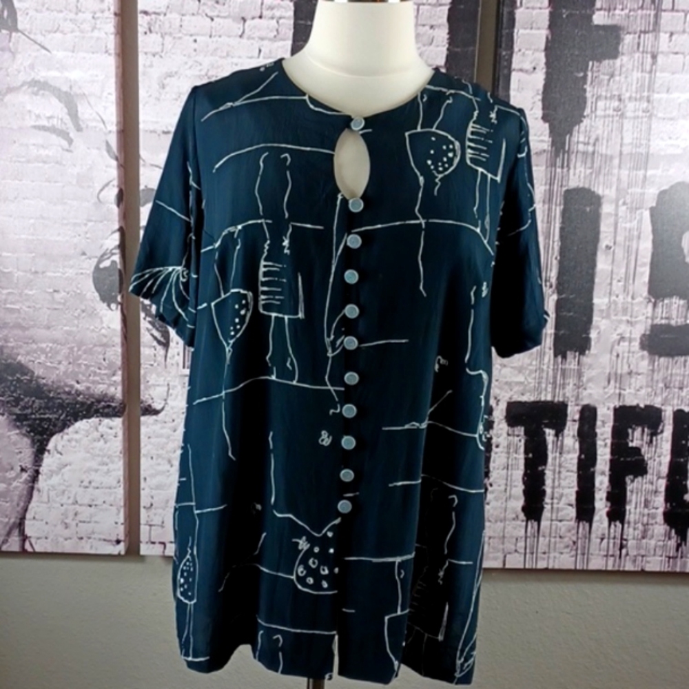❤️6 items for $30 sale!!❤️ Sharon Anthony Abstract Print Vintage Blouse EUC